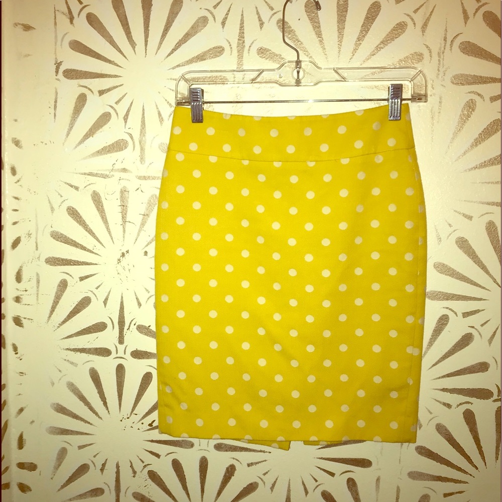Ann Taylor Yellow Polka-Dot Pencil Skirt